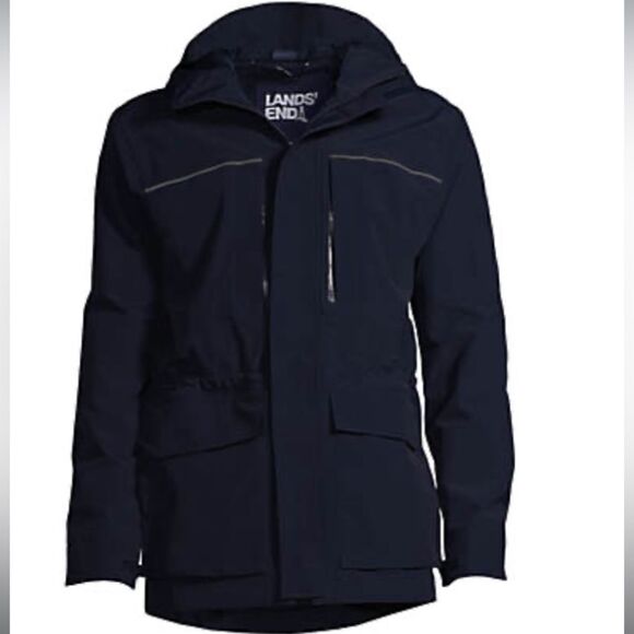 Land’s End full zip Waterproof Squall Lightweight Raincoat parka with hood XLT - Picture 1 of 8
